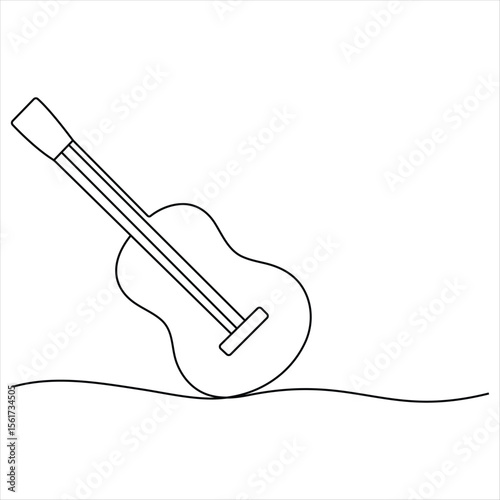 One line drawing of classical acoustic Guitar minimalist continuous line art vector illustration
