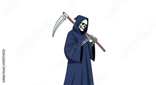 The Grim Reaper a skeletal figure in a dark robe carrying a scythe representing the end of life and mortality
