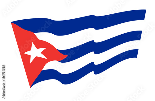 Cuban waving flag for t-shirt, mug, poster. Apparel Print. Cuba vector flag.	
