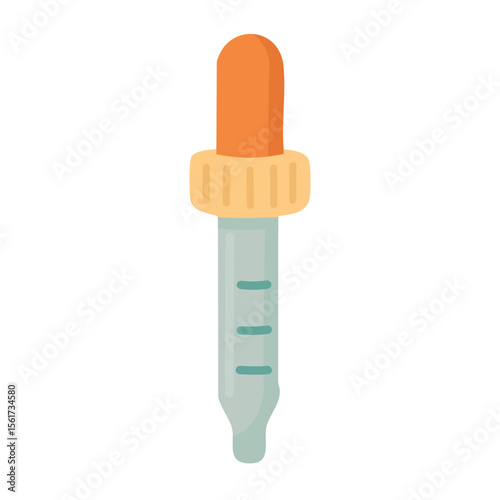 Cartoon pipette dropper with scale marks. Flat vector medical illustration in soft clean style.