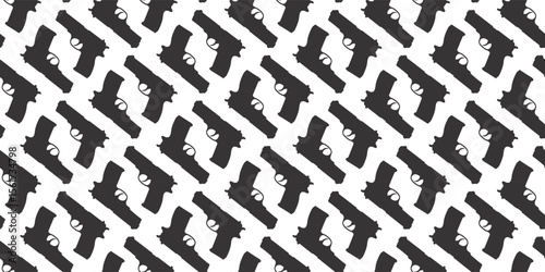 Seamless pattern Silhouette of a gun. Vector