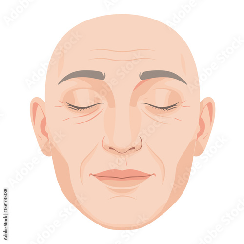 Elderly man's peaceful face with closed eyes and neutral expression  