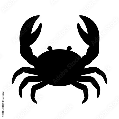 Black crab silhouette icon with claws in strong marine vector design