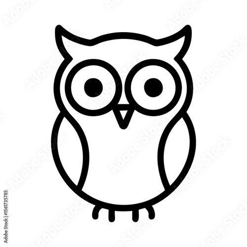 Minimalist owl bird icon outline for graphic design projects photo