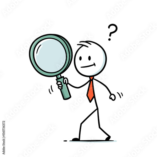 Wallpaper Mural Cartoon character holding magnifying glass with a puzzled expression   Torontodigital.ca