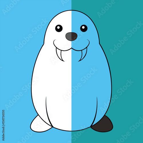 Vibrant cartoon walrus illustration with bold colors and clean lines