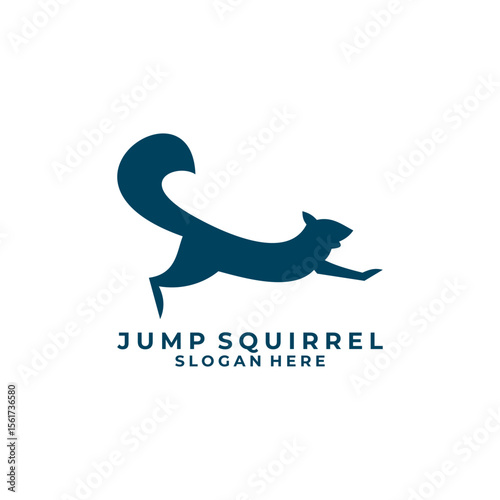 Squirrel silhouette logo design vector template