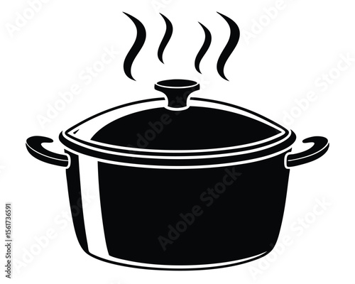 Vector illustration of a steaming pot with a lid ready for cooking delicious meals..