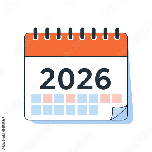 Illustrated calendar for the year 2026 with spiral binding  