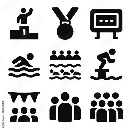 Swimming Icons Grid