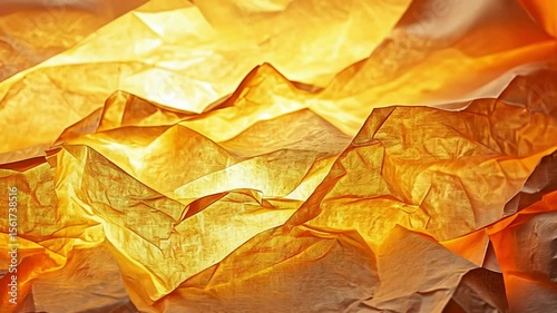 Crinkled, golden paper texture