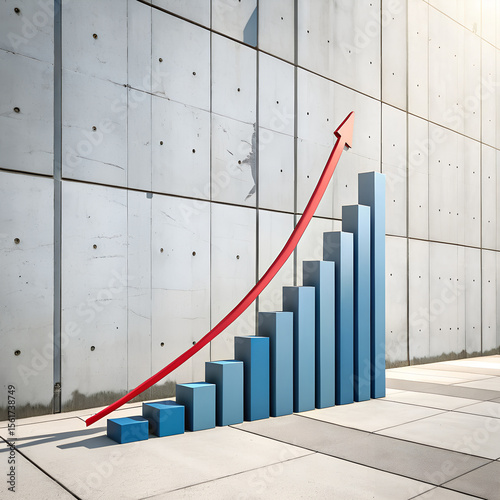 business graph with red arrow