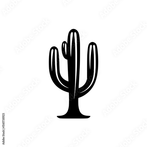 Silhouette vector pictogram of a cactus representing desert vegetation and arid landscape in a minimalist style