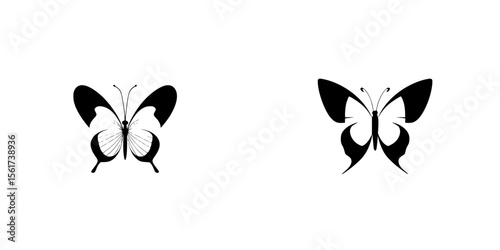 Silhouette pictogram of butterflies showcasing intricate wing designs for creative projects