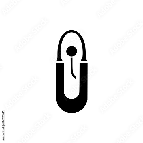 Silhouette pictogram of a safety pin symbolizing security and fastening concepts in vector form