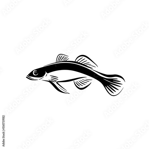 Silhouette pictogram of a fish featuring clear lines and defined shapes suitable for various design applications