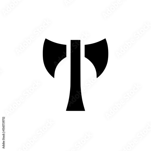 Unique silhouette pictogram of an axe symbol ideal for design projects and graphic representation in various contexts