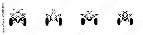Silhouettes of quad bike pictograms presented in a clear and isolated design for various uses