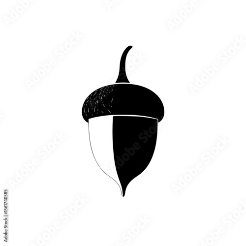Silhouette pictogram of an acorn icon in a minimalist design for nature and autumn themes