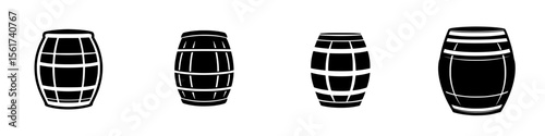 Silhouette pictogram icons showcasing various barrel designs in a minimalist style for graphic design projects