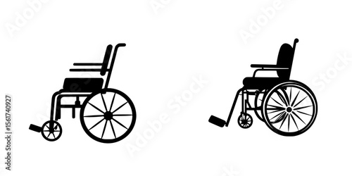 Silhouette pictogram of wheelchair icons demonstrating different styles for accessibility needs