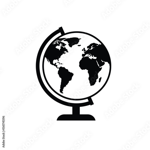 Black and white illustration of a classic globe, symbolizing global connection, travel, and exploration; minimalist design.