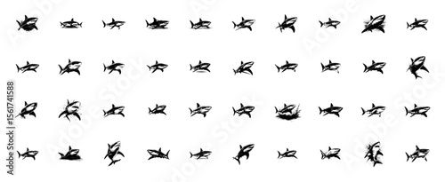 Shark Bundle Silhouette - 40 Vector