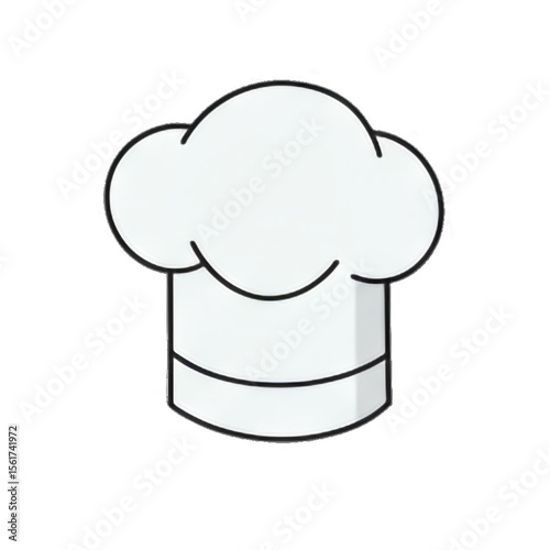 A simple illustration of a classic chef's hat, white with a dark outline.