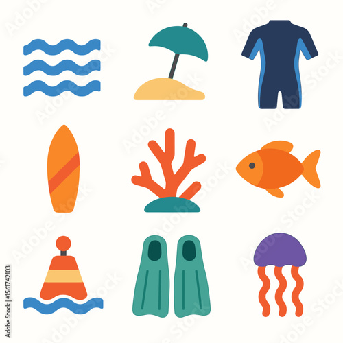 Colorful Swimming Icon Set