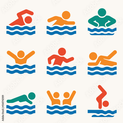 Colorful Swimming Icons