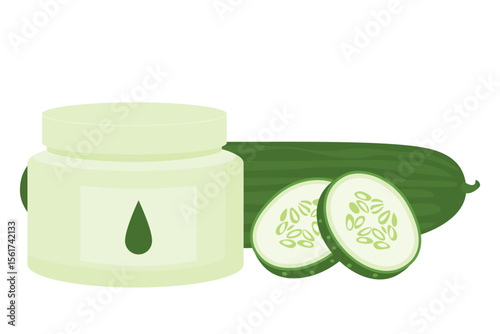 Cucumber Skincare Cream with Fresh Slices