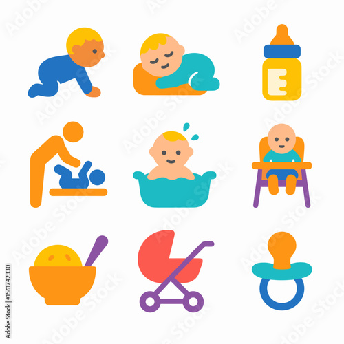 Colorful Toddlerhood Icons
