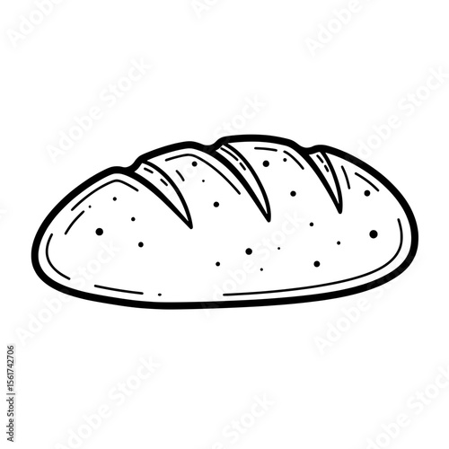 Loaf of Bread Illustration: A simple line drawing of a loaf of bread, perfect for bakery menus, cooking blogs, or educational materials. 