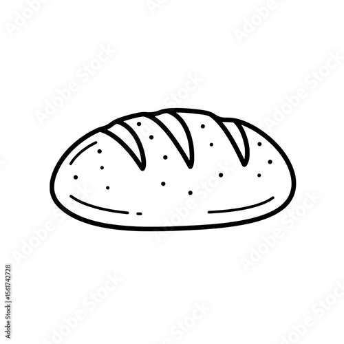 Artisan Bread: Simple illustration showcasing a freshly baked loaf of bread. This image can evoke feelings of warmth, comfort, and the simple pleasure of a good meal.
