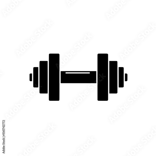 Strength Symbol: A bold, silhouette of a dumbbell, symbolizing strength, fitness, and the dedication to physical training. This image represents the core of exercise and healthy living.