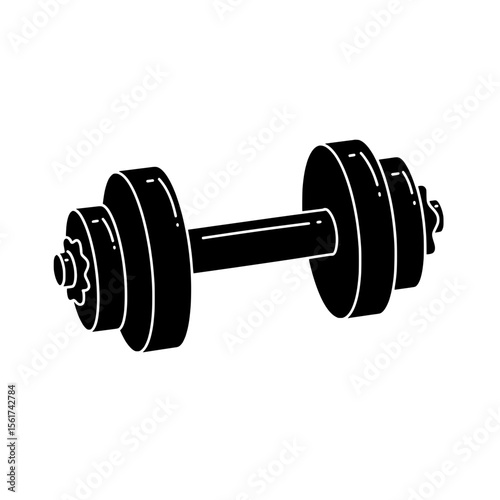 Silhouette of a Dumbbell: A sleek and powerful dumbbell silhouette, ideal for illustrating fitness, strength training, and the dedication to physical well-being. 
