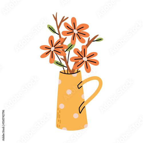 Flowers in a vase with a handle