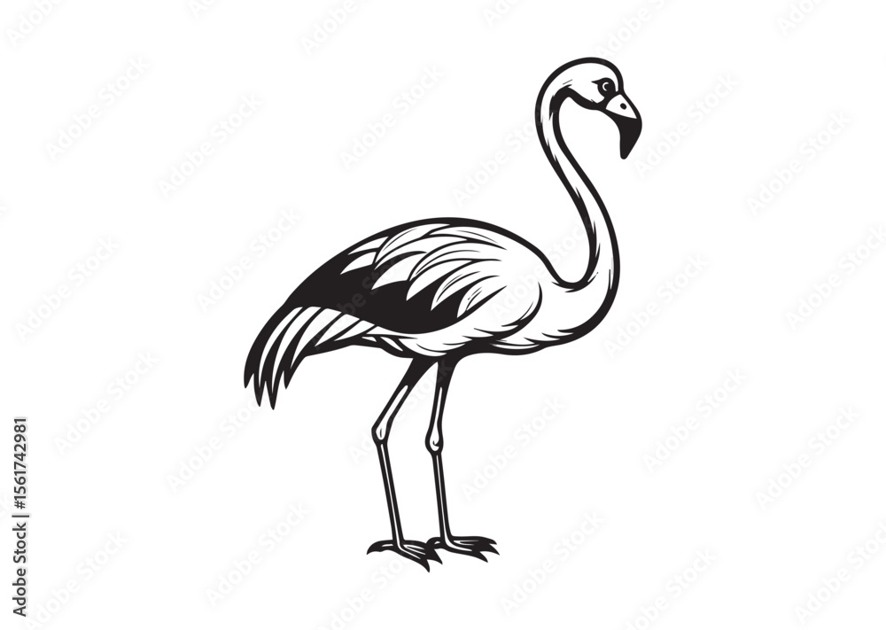 Fototapeta premium Flamingo Silhouette, Flamingo Vector, Flamingo Icon Illustration