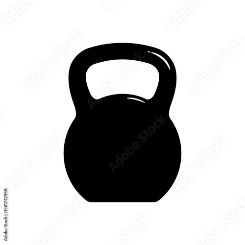Kettlebell Silhouette: A bold, monochrome silhouette of a kettlebell, a symbol of strength and fitness. Representing power and endurance.