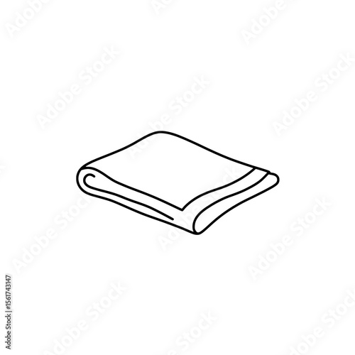 Folded Towel Illustration: Clean lines illustrate a neatly folded towel, ready for use. Perfect for representing cleanliness, comfort, or hygiene. 