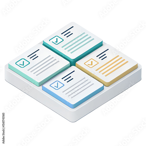 Taskview illustration with smooth layered tiles, isolated 3d vector for workflow apps