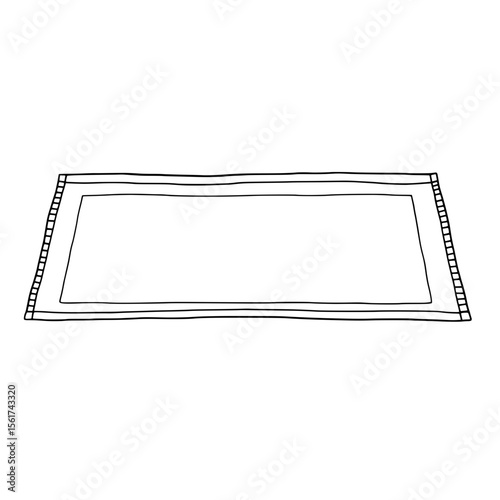 Rectangular Rug Outline: Clean lines define this rectangular rug outline, perfect for design mockups, home decor presentations, or textile projects.  The simple.