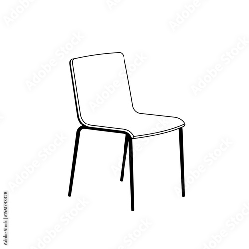 Sleek Chair Silhouette: A minimalist outline of a modern chair, crafted with clean lines, offering a versatile design aesthetic.