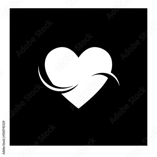 Elegant Heart in Black and White: A minimalist heart design, symbolizing love and affection, elegantly presented in a stark contrast of black and white.