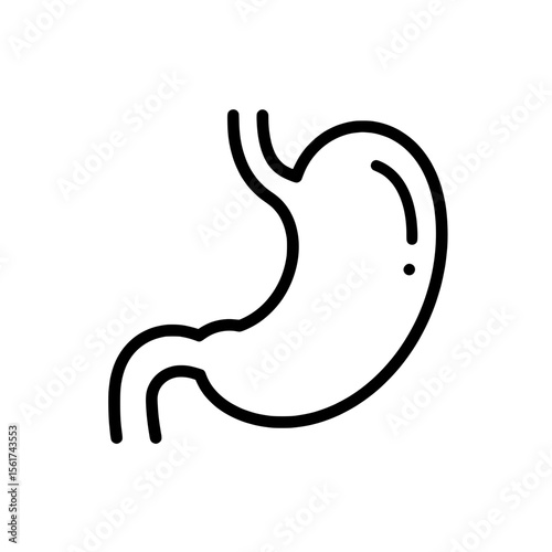 Stomach Icon: Minimalist stomach icon representing the human digestive system with clarity and precision.