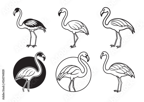Flamingo Silhouette, Flamingo Vector, Flamingo Icon Set