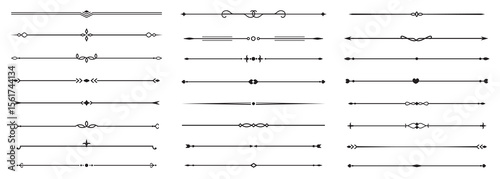Set of Vintage decorative lines. text dividers. Line border. Lines separators, Borders, Vintage dividers, Underline elements. Vector illustration