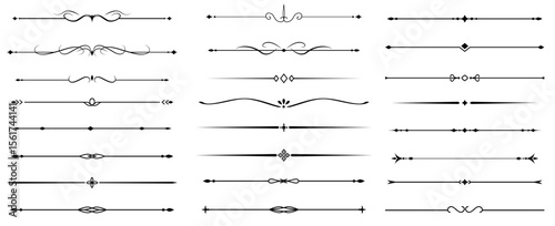 Set of Vintage decorative lines. text dividers. Line border. Lines separators, Borders, Vintage dividers, Underline elements. Vector illustration