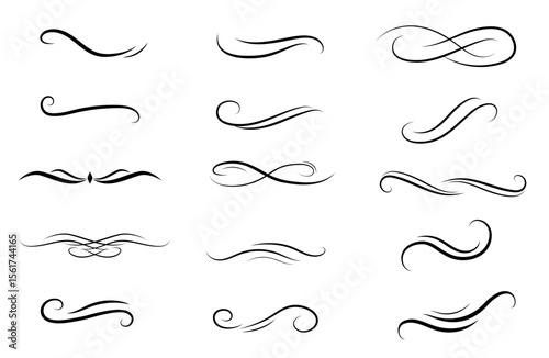 Set of Vintage decorative lines. text dividers. Line border. Lines separators, Borders, Vintage dividers, Underline elements. Vector illustration