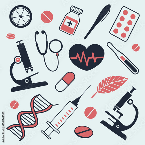 Medical icons healthcare science and biology vector illustration